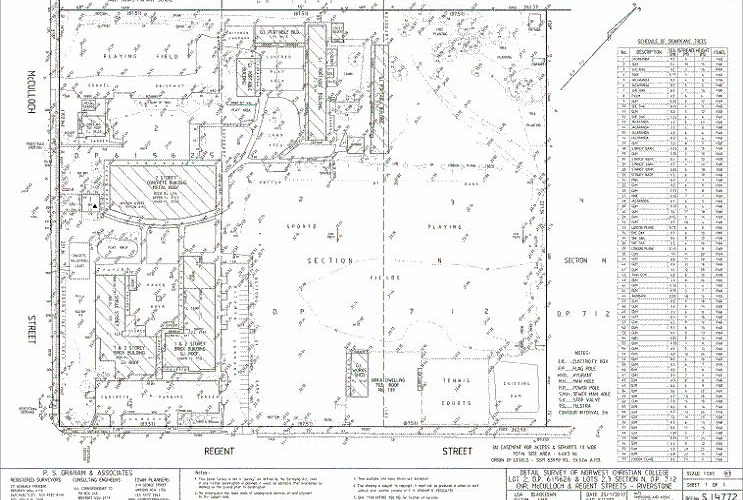 Detail Survey plan for site master planning of a school Rivertsone, NSW